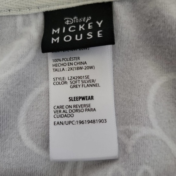 Disney Mickey Mouse Grey and White Sleepwear Sz 2X - Picture 6 of 7